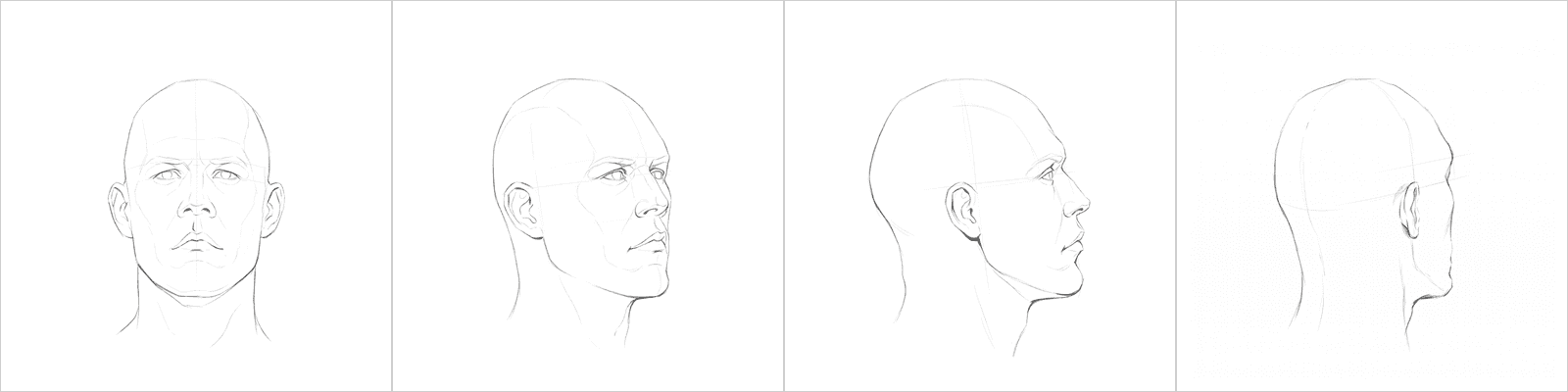 Head rotation volume 1 at 0, 45, 90 and 135 degrees